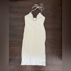 White Maxi Dress with Beaded Detail